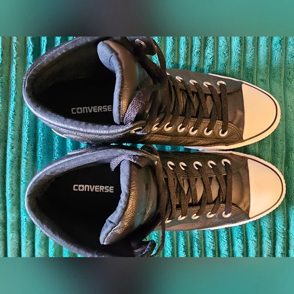 Converse All Star High Street Black Leather Size 12 Chuck Taylor - Picture 7 of 8